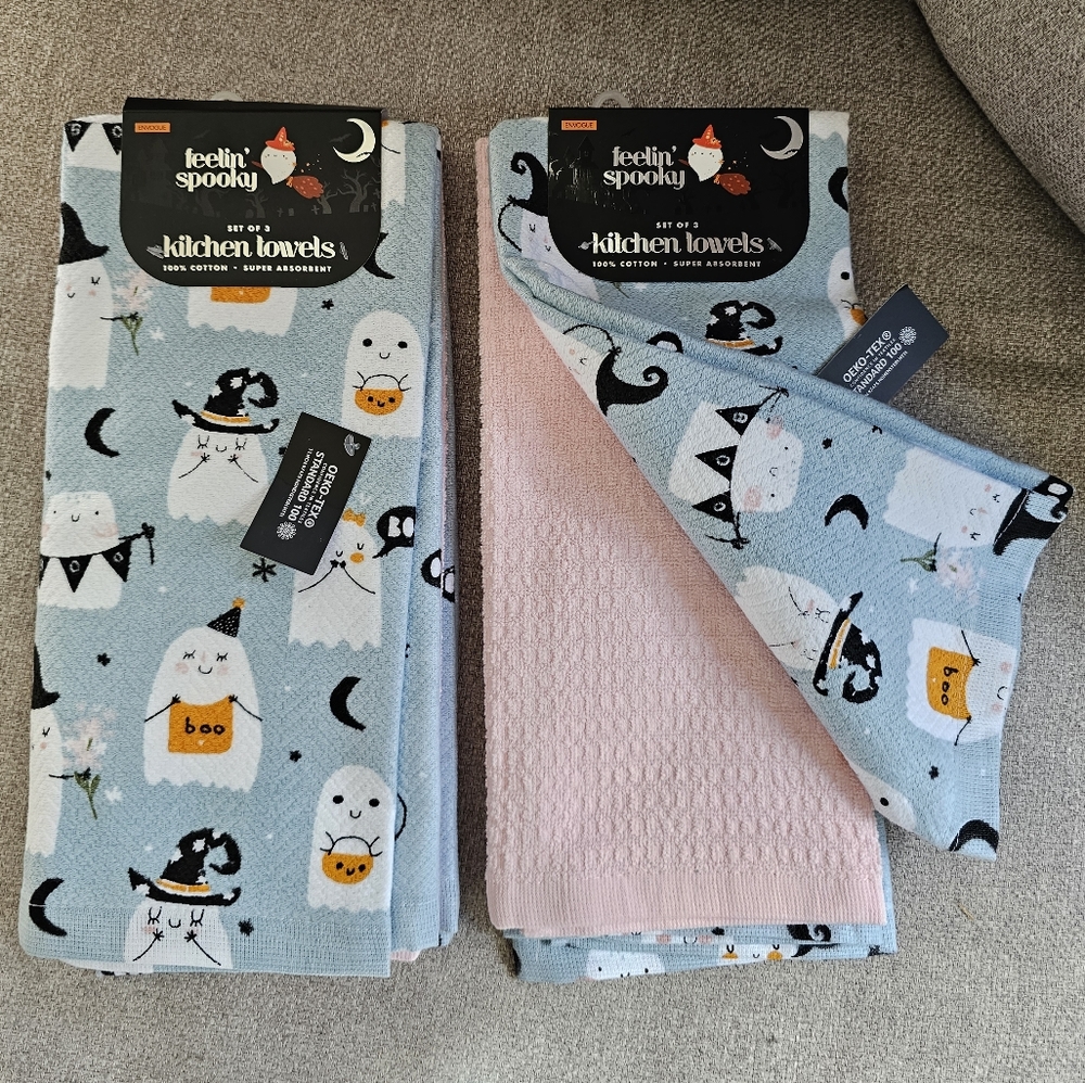 NEW Set of 2 Pastel Ghost Kitchen Towels